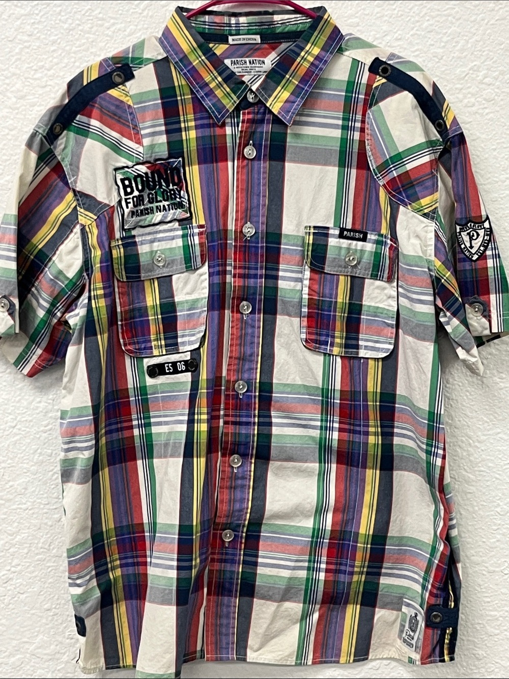 Parish Nation Multicolor Plaid Short-Sleeve Button-Down Shirt
#1085